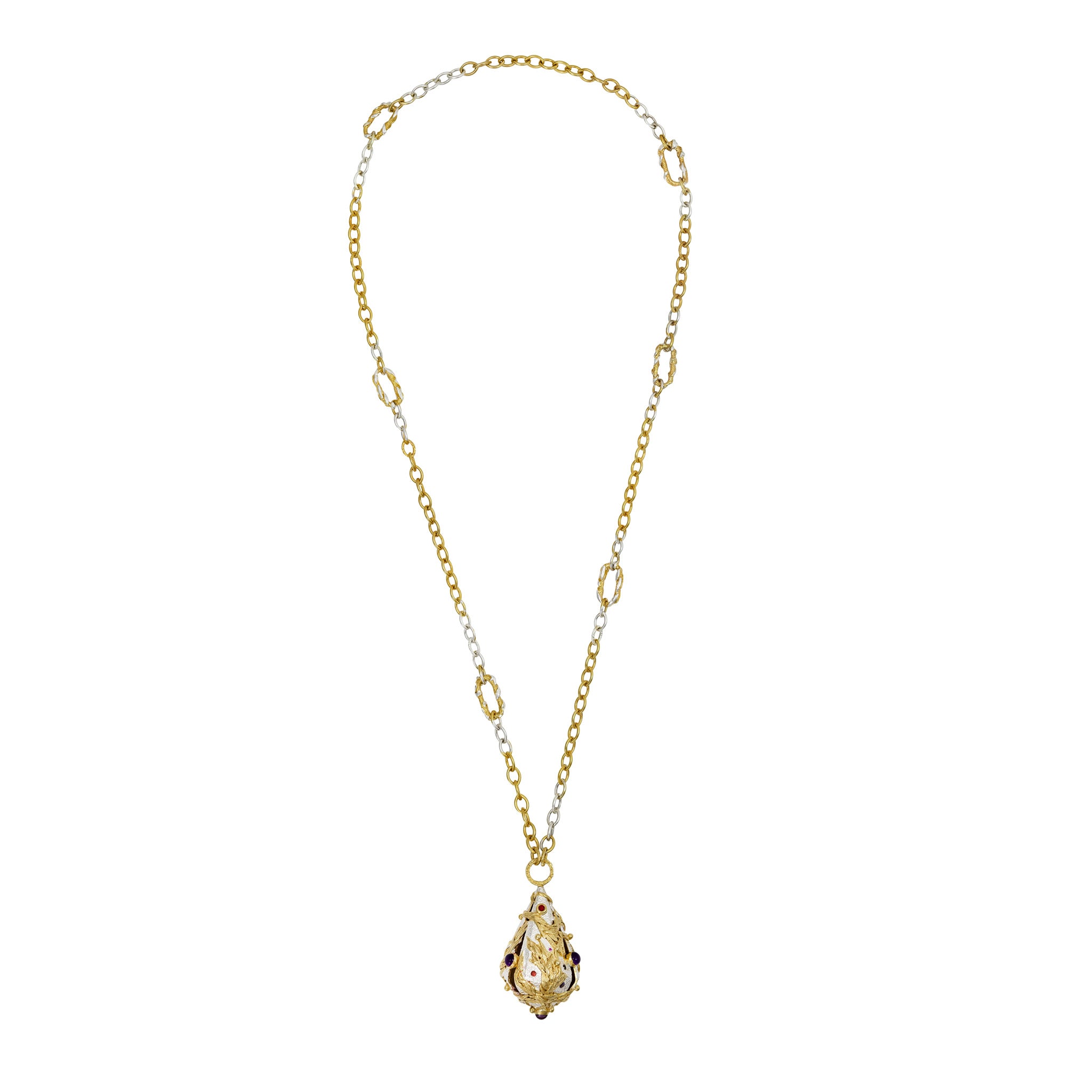 Rococo Lantern Silver and Gold Vermeil Necklace